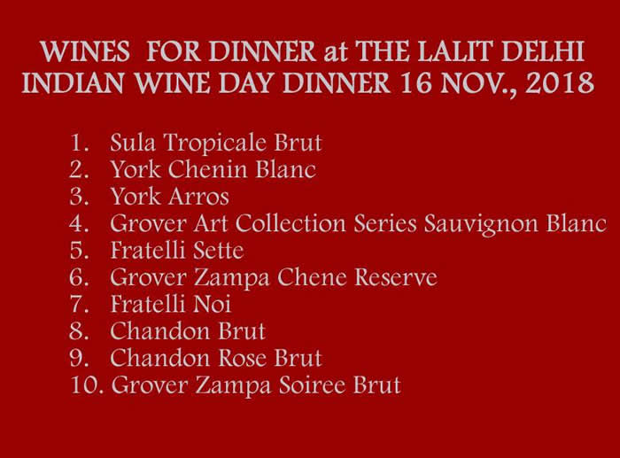 Indian Wine Day at Hotel Lalit CP