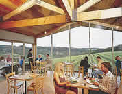 A view of Paringa Estate Restaurant with the vineyards in the backdrop